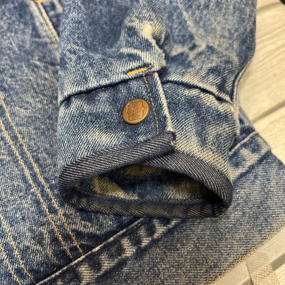 Vintage Big Smith Mens Quilt Lined Denim Distress Jacket Corduroy Collar L? - Picture 9 of 16